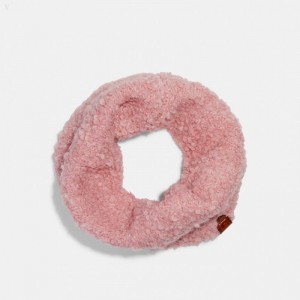 Coach Fleece Textured Snood - Women's Scarves - Pink | LLAE7168
