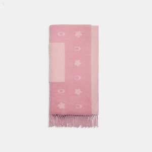 Coach Coach Stars Oversized Muffler With Pockets - Women's Scarves - Powder Pink | IOEN7682