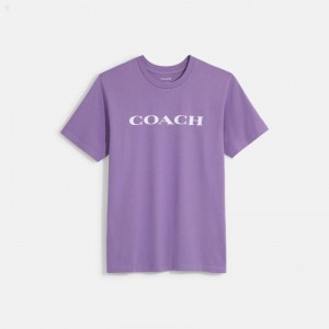 Coach Essential T Shirt In Organic Cotton - Men's T Shirts - Purple | BOKF2294