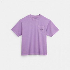 Coach Pocket T Shirt - Men's T Shirts - Purple | YHBG0321