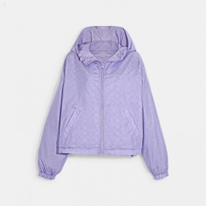 Coach Signature Reversible Windbreaker - Women's Coats - Purple | WDQA1846