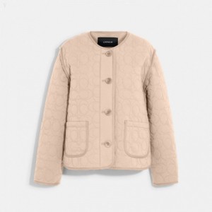 Coach Signature Quilted Cotton Jacket - Women's Jackets - Quartz | XWER0721