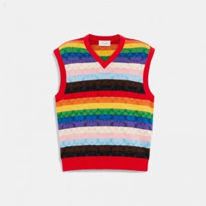 Coach Rainbow Signature Vest - Men's Jackets - Rainbow Multicolor | IWZZ4995