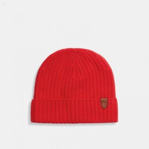 Coach Cashmere Beanie - Men's Hats - Red | CGSD0264