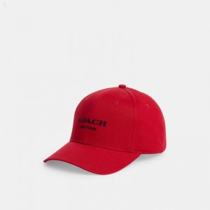 Coach Embroidered Baseball Hat - Women's Hats - Red | WGAU0145