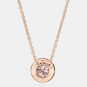 Coach Open Circle Stone Strand Necklace - Women's Jewelry - Rose Gold | VUTA5546