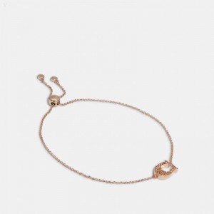 Coach Pave Signature Slider Bracelet - Women's Jewelry - Rose Gold | QXPH4292