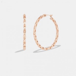 Coach Signature Chain Large Hoop Earrings - Women's Jewelry - Rose Gold | QHHA8002