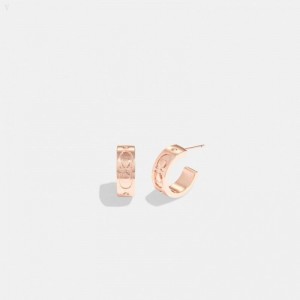 Rose Coach Signature Huggie Earrings - Women's Jewelry - Gold | DTZZ4077