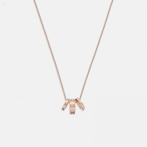 Rose Coach Signature Rondell Necklace - Women's Jewelry - Gold | IBSH6790