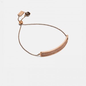 Coach Pave Slider Bracelet - Women's Jewelry - Rose Gold / Peach | HIRF6526