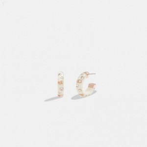 Coach Signature Resin Chubby Hoop Earrings - Women's Jewelry - Rose Gold / | KYBA8095