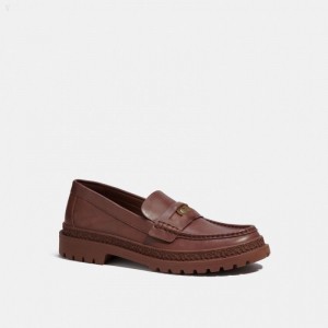 Coach Loafer With Signature Coin - Men's Loafers - Saddle | NFDT4906