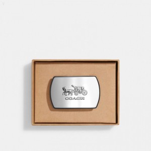 Coach Boxed Horse And Carriage Plaque Belt Buckle - Men's Belts - Silver | PCPU6174