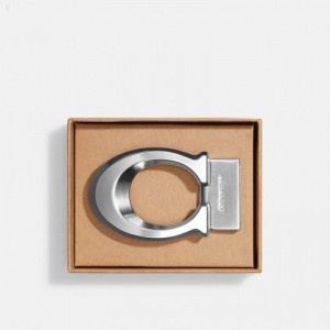 Coach Boxed Sculpted Signature Belt Buckle - Men's Belts - Silver | QXFV5137