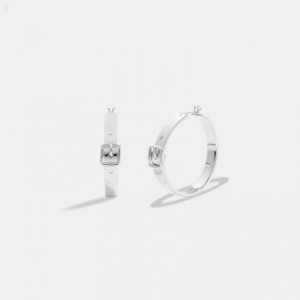 Coach Buckle Small Hoop Earrings - Women's Jewelry - Silver | GLSO5947
