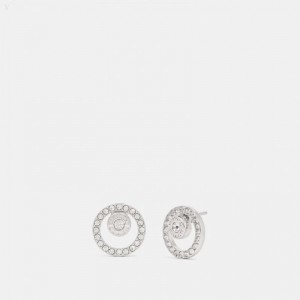 Coach Open Circle Halo Stud Earrings - Women's Jewelry - Silver | FIQV2801