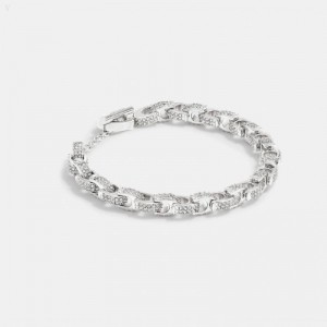 Coach Pavé Signature Chain Bracelet - Women's Jewelry - Silver | GPJX5252