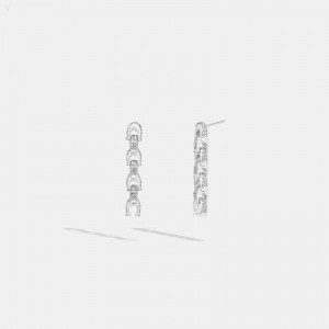 Coach Pavé Signature Drop Earrings - Women's Jewelry - Silver | SDYC4297