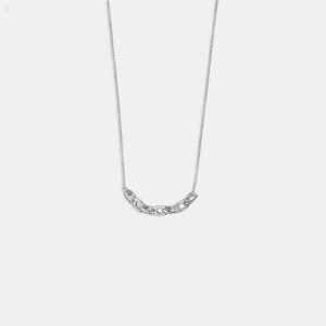 Coach Signature Chain Front Necklace - Women's Jewelry - Silver | QAQP3471