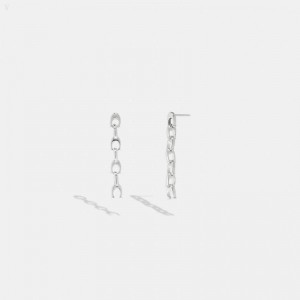 Coach Signature Interlock Chain Drop Earrings - Women's Jewelry - Silver | QGUZ2330
