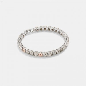 Coach Signature Link Tennis Bracelet - Women's Jewelry - Silver | VMYV2260