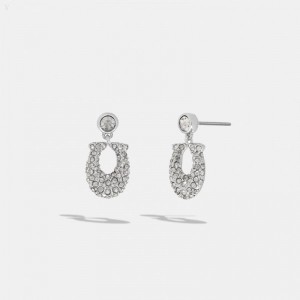 Coach Signature Pavé Earrings - Women's Jewelry - Silver | FTMW6814