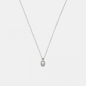 Coach Signature Pavé Necklace - Women's Jewelry - Silver | LQGX8487
