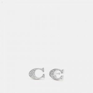 Coach Signature Stud Earrings - Women's Jewelry - Silver | RLMQ8640