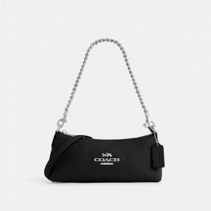 Coach Charlotte Shoulder Bag - Women's Shoulder Bags - Silver / Black | YOKT1261