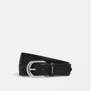 Coach Harness Buckle Belt,38 Mm - Women's Accessories - Silver / Black | FYFI6157