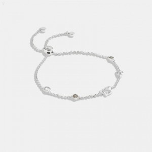 Coach Signature Crystal Slider Bracelet - Women's Jewelry - Silver / Black | OOWJ8420