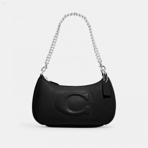Coach Teri Shoulder Bag With Signature Quilting - Women's Shoulder Bags - Silver / Black | YMZN9511