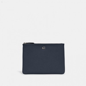 Coach Pouch 28 - Men's Accessories - Silver / Blue | NZZY0784