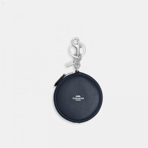 Coach Circular Coin Pouch Bag Charm - Women's Accessories - Silver / Blue | SXXA4903