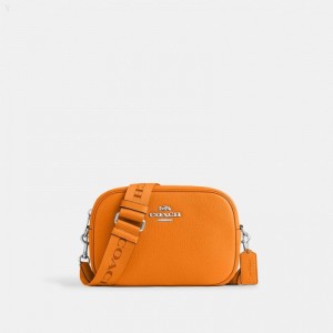 Coach Jamie Camera Bag - Women's Crossbody Bags - Silver / Bright Mandarin | MSVF8460