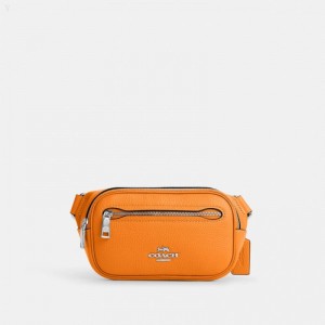 Coach Mini Belt Bag - Women's Crossbody Bags - Silver / Bright Mandarin | CSXJ4989