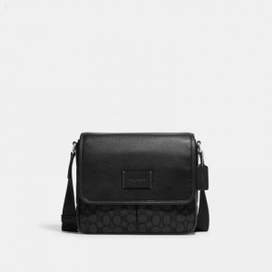 Coach Sprint Map Bag 25 In Signature Jacquard - Men's Crossbody Bags - Silver / Charcoal / Black | SIUP5369