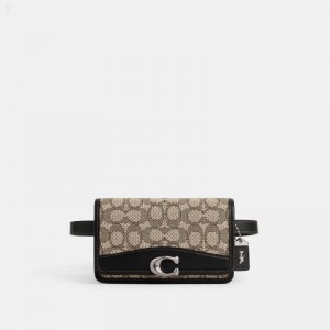 Coach Bandit Belt Bag In Signature Jacquard - Women's Handbag - Silver / Cocoa Black | JEQT8786