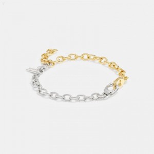 Coach Interlocking Signature Chain Bracelet - Women's Jewelry - Silver / Gold | UAWC6856