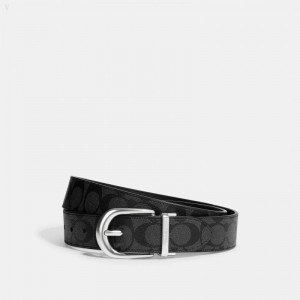 Coach Classic Buckle Cut To Size Reversible Belt,38 Mm - Women's Accessories - Silver / Graphite | ZDUV2838