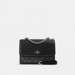 Coach Klare Crossbody In Signature Canvas With Rivets - Women's Crossbody Bags - Silver / Graphite / Black Multicolor | YYBS8415