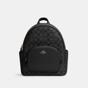 Coach Court Backpack In Signature Canvas - Women's Backpacks - Silver / Graphite / Black | QDZI8411