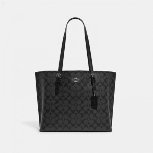 Coach Mollie Tote In Signature Canvas - Women's Tote Bags - Silver / Graphite / Black | PWYD0166