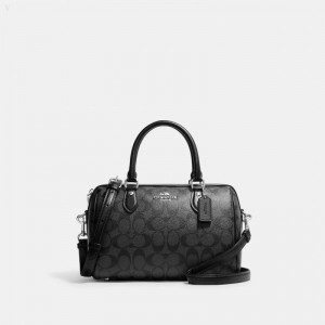 Coach Rowan Satchel In Signature Canvas - Women's Satchel Bags - Silver / Graphite / Black | ERIL0037