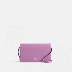 Coach Anna Foldover Crossbody Clutch - Women's Crossbody Bags - Silver / Iris | HMWL1394