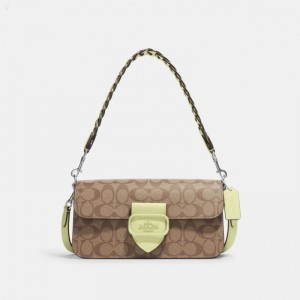 Coach Morgan Shoulder Bag In Signature Canvas - Women's Shoulder Bags - Silver / Khaki / Pale Light Green | WREV9245