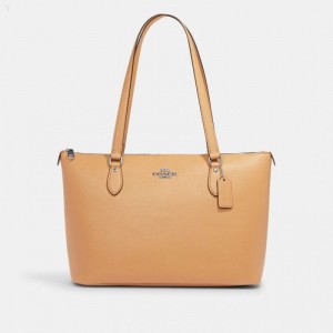 Coach Gallery Tote - Women's Tote Bags - Silver / Latte | SERQ4698