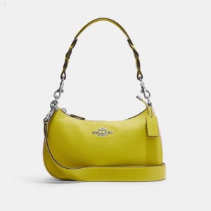 Coach Teri Shoulder Bag In Signature Canvas - Women's Shoulder Bags - Silver / Light Khaki / Key Light Green | SHDY3278