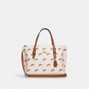 Coach Mollie Tote 25 With Rainbow Print - Women's Tote Bags - Silver / Multicolor | CNLW0607